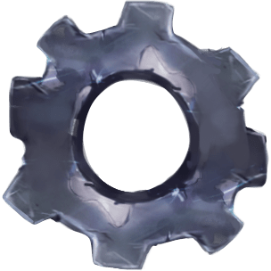 A rotating gear on the animated logo, it's on the left