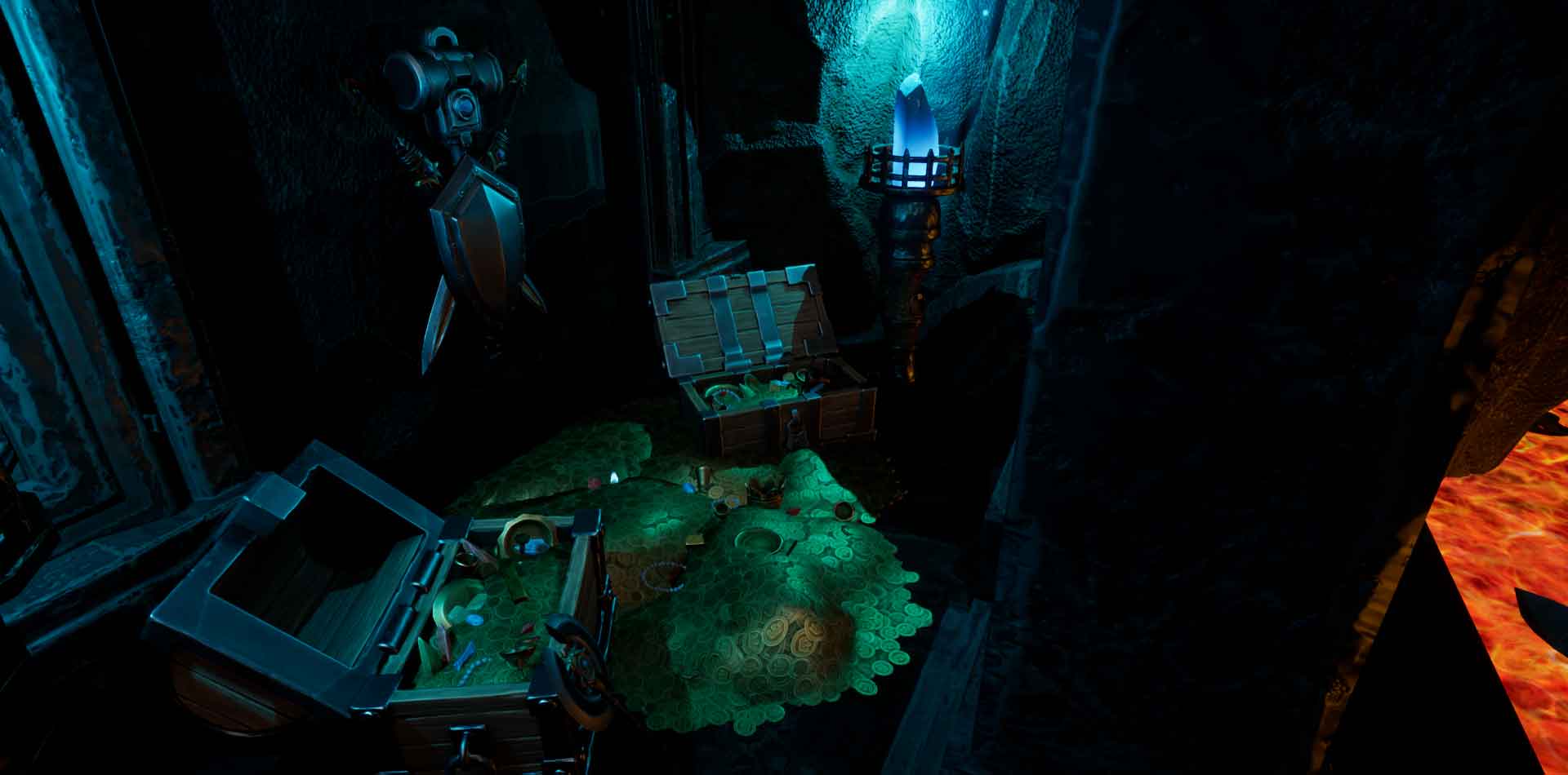 A background image showing a forest with colored trees and a water stream, we can imagine some magic animals roaming around there...